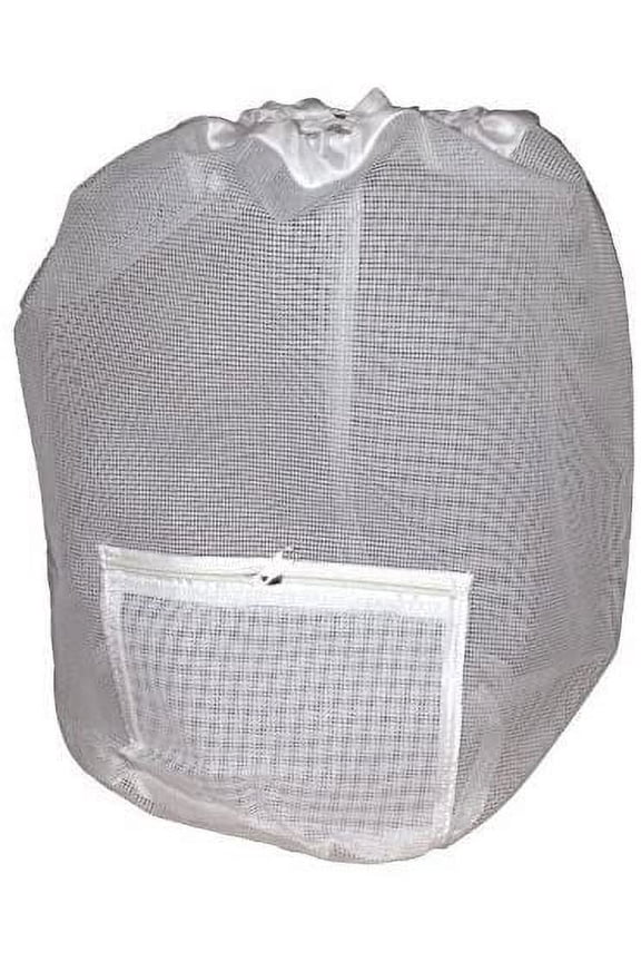 Coated Mesh Sport Utility Drawstring Sling Beach, Swim, Boat Bag White