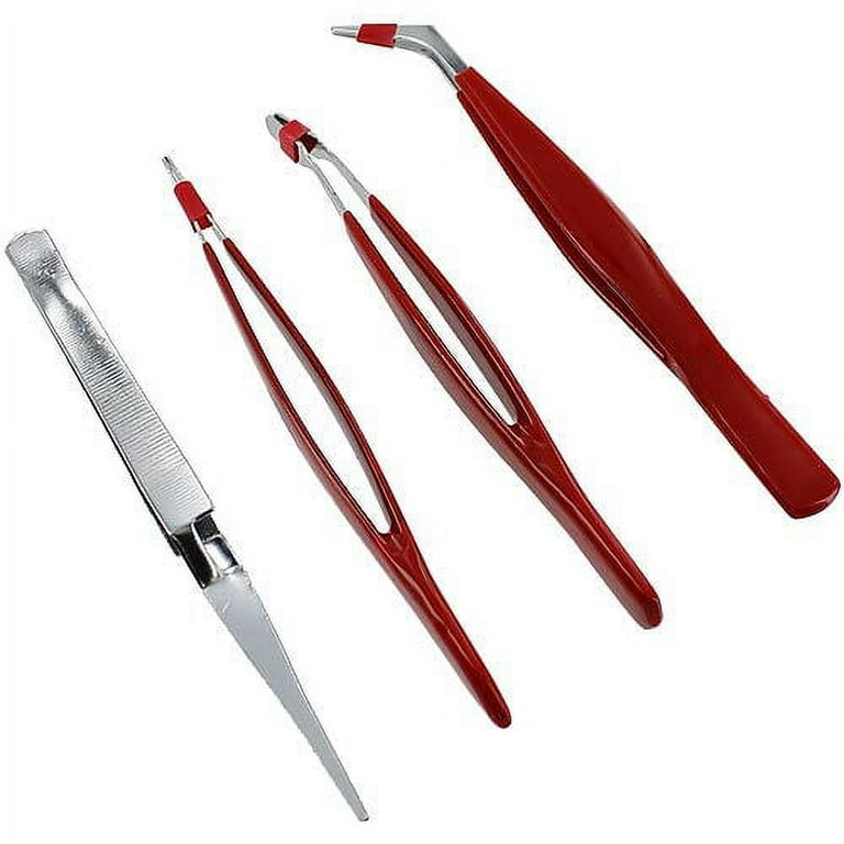 Coated Metal Tweezer Set - 4pcs