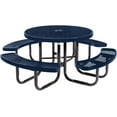 thumbnail image 1 of Coated Outdoor Furniture Blue Portable Picnic Table, Expanded Metal, Made in USA (46" Round Top), 1 of 9
