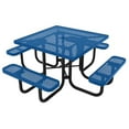 thumbnail image 1 of Coated Outdoor Furniture Blue Portable Picnic Table, Punched Steel, Made in USA (46" Square Top), 1 of 9