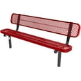 thumbnail image 1 of Coated Outdoor Furniture Heavy-Duty Outdoor Bench Thermoplastic Coated, Expanded Metal, Commercial-Grade Seating, Made in America (Inground with Back, 6 Ft, Textured Red), 1 of 8