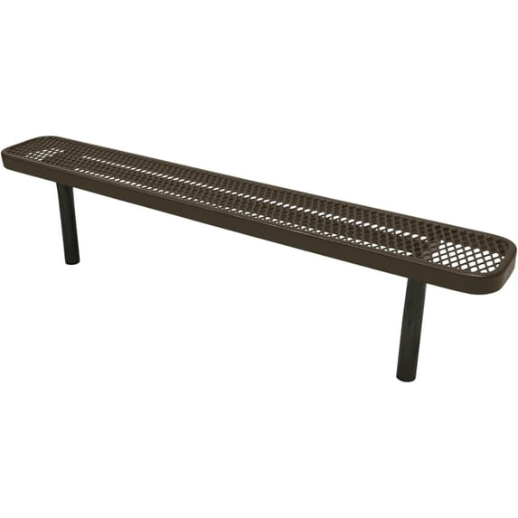 Coated Outdoor Furniture Heavy-Duty Outdoor Bench Thermoplastic Coated, Expanded Metal, Commercial-Grade Seating, Made in America (Inground Without Back, 6 Ft, Textured Brown)