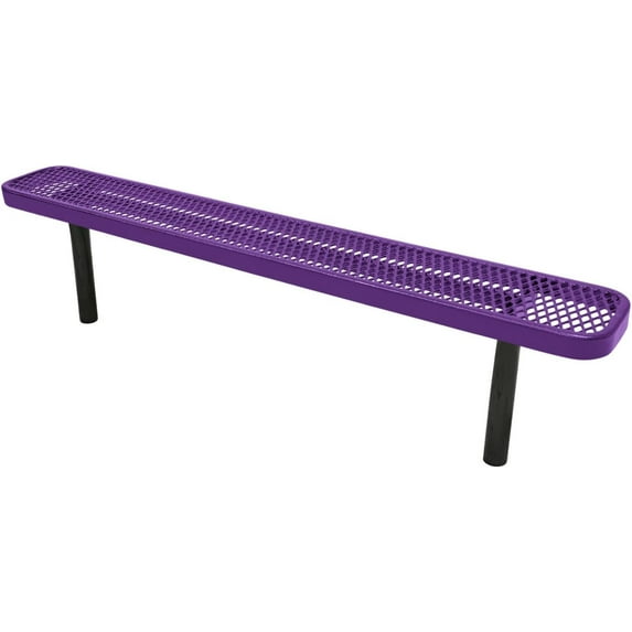 Coated Outdoor Furniture Heavy-Duty Outdoor Bench Thermoplastic Coated, Expanded Metal, Commercial-Grade Seating, Made in America (Inground Without Back, 6 Ft, Purple)