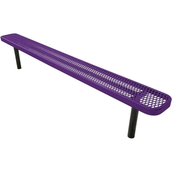 Coated Outdoor Furniture Heavy-Duty Outdoor Bench Thermoplastic Coated, Expanded Metal, Commercial-Grade Seating, Made in America (Inground Without Back, 8 Ft, Purple)