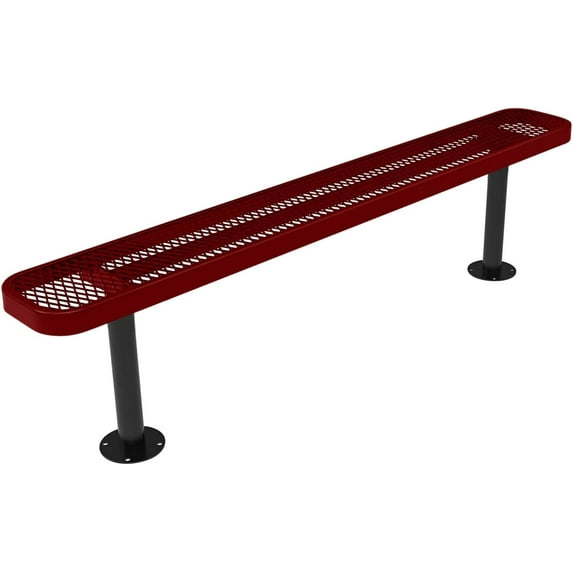 Coated Outdoor Furniture Heavy-Duty Outdoor Bench Thermoplastic Coated, Expanded Metal, Commercial-Grade Seating, Made in America (Surface Without Back, 6 Ft, Textured Burgundy)