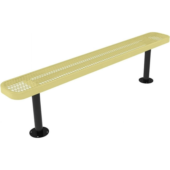 Coated Outdoor Furniture Heavy-Duty Outdoor Bench Thermoplastic Coated, Expanded Metal, Commercial-Grade Seating, Made in America (Surface Without Back, 6 Ft, Textured Sandstone)