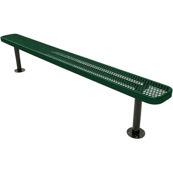 Coated Outdoor Furniture Heavy-Duty Outdoor Bench Thermoplastic Coated, Expanded Metal, Commercial-Grade Seating, Made in America (Surface Without Back, 8 Ft, Textured Green)