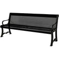 thumbnail image 1 of Coated Outdoor Furniture Heavy-Duty Outdoor Bench Thermoplastic Coated, Punched Steel, Commercial-Grade Garden Bench, Made in America (Portable with Back, 4 Ft, Black), 1 of 7