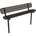 thumbnail image 1 of Coated Outdoor Furniture Heavy-Duty Outdoor Bench Thermoplastic Coated, Punched Steel, Commercial-Grade Seating, Made in America (Inground with Back, 6 Ft, Brown), 1 of 9