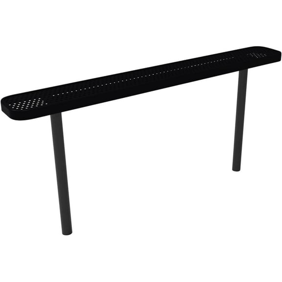 Coated Outdoor Furniture Heavy-Duty Outdoor Bench Thermoplastic Coated, Punched Steel, Commercial-Grade Seating, Made in America (Inground Without Back, 6 Ft, Black)