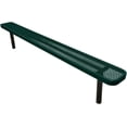 thumbnail image 1 of Coated Outdoor Furniture Heavy-Duty Outdoor Bench Thermoplastic Coated, Punched Steel, Commercial-Grade Seating, Made in America (Inground Without Back, 8 Ft, Dark Green), 1 of 9