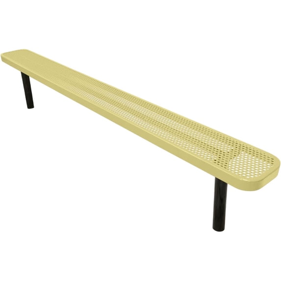 Coated Outdoor Furniture Heavy-Duty Outdoor Bench Thermoplastic Coated, Punched Steel, Commercial-Grade Seating, Made in America (Inground Without Back, 8 Ft, Textured Sandstone)