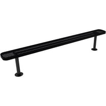 Coated Outdoor Furniture Heavy-Duty Outdoor Bench Thermoplastic Coated, Punched Steel, Commercial-Grade Seating, Made in America (Surface Without Back, 8 Ft, Black)
