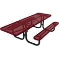 thumbnail image 1 of Coated Outdoor Furniture Heavy-Duty Portable ADA-Compliant Outdoor Picnic Table, Punched Steel Patio Dining Furniture Made in America (8ft Rectangular, One-Side Handicap, Burgundy), 1 of 9