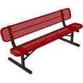 thumbnail image 1 of Coated Outdoor Furniture Heavy-Duty Portable Outdoor Bench Thermoplastic Coated, Expanded Metal, Commercial-Grade Seating, Made in America (Portable With Back, 6 Ft, Textured Red), 1 of 8