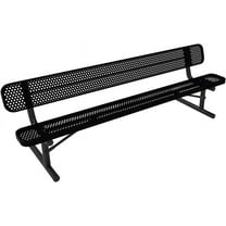 Coated Outdoor Furniture Heavy-Duty Portable Outdoor Bench Thermoplastic Coated, Expanded Metal, Commercial-Grade Seating, Made in America (Portable With Back, 8 Ft, Textured Black)