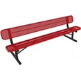 thumbnail image 1 of Coated Outdoor Furniture Heavy-Duty Portable Outdoor Bench Thermoplastic Coated, Expanded Metal, Commercial-Grade Seating, Made in America (Portable With Back, 8 Ft, Textured Red), 1 of 8