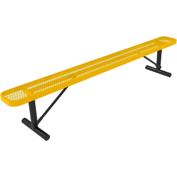 Coated Outdoor Furniture Heavy-Duty Portable Outdoor Bench Thermoplastic Coated, Expanded Metal, Commercial-Grade Seating, Made in America (Portable Without Back, 8 Ft, Yellow)