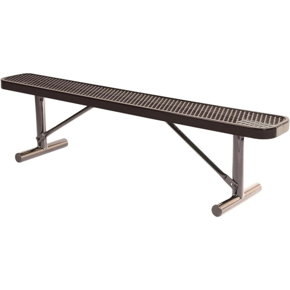 Coated Outdoor Furniture Heavy-Duty Portable Outdoor Bench Thermoplastic Coated, Expanded Metal, Commercial-Grade Seating, Made in America (Portable Without Back, 6 Ft, Brown)