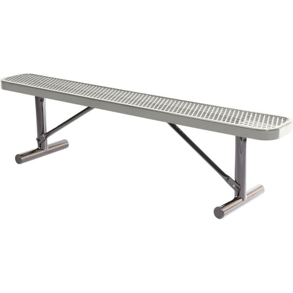 Coated Outdoor Furniture Heavy-Duty Portable Outdoor Bench Thermoplastic Coated, Expanded Metal, Commercial-Grade Seating, Made in America (Portable Without Back, 6 Ft, Grey)
