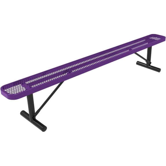 Coated Outdoor Furniture Heavy-Duty Portable Outdoor Bench Thermoplastic Coated, Expanded Metal, Commercial-Grade Seating, Made in America (Portable Without Back, 8 Ft, Purple)
