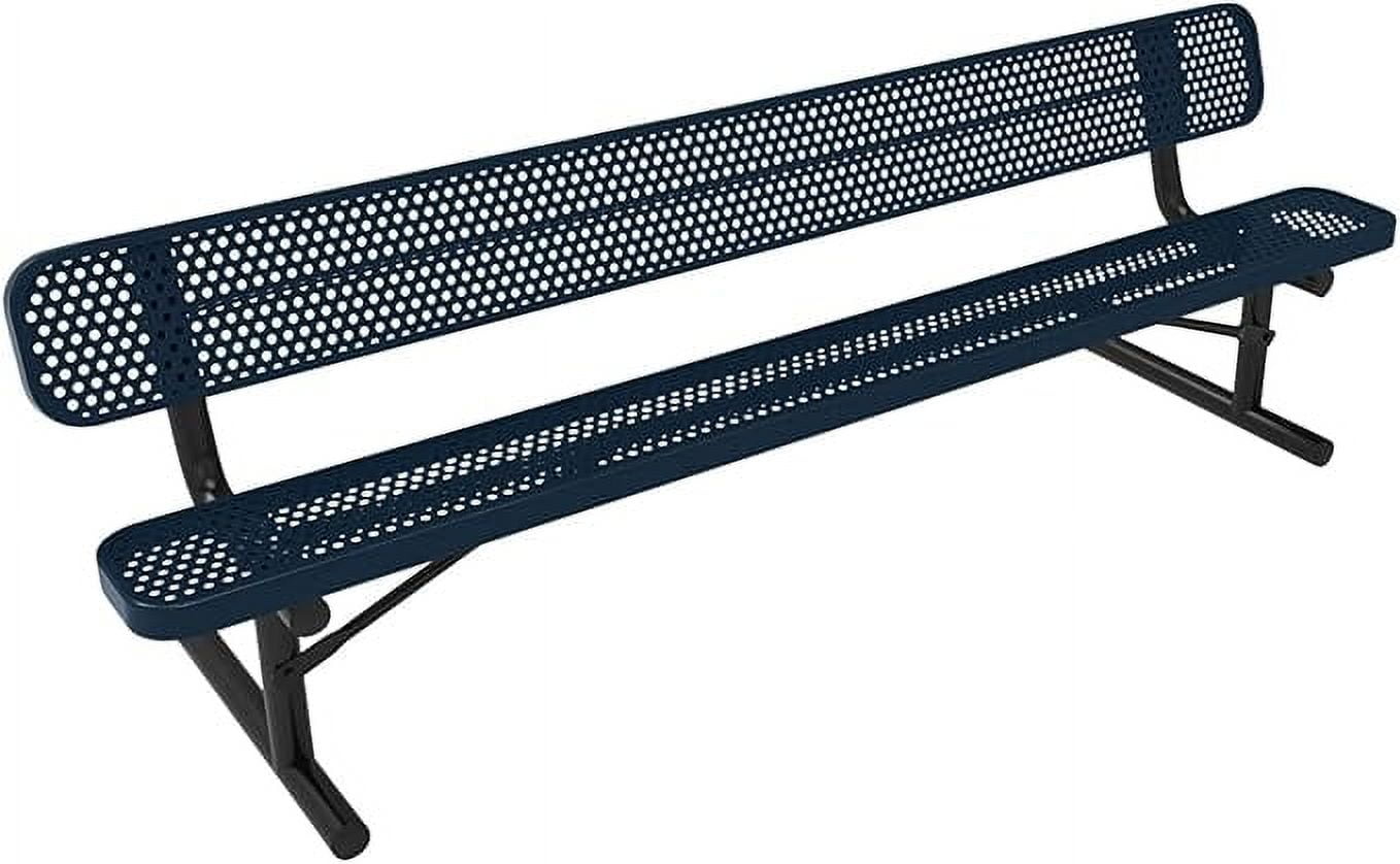 Coated Outdoor Furniture Heavy-Duty Portable Outdoor Bench Thermoplastic  Coated, Punched Steel, Commercial-Grade Seating, Made in America (Portable  with Back, 8 Ft, Dark Blue) - Walmart.com, image size:1358x838