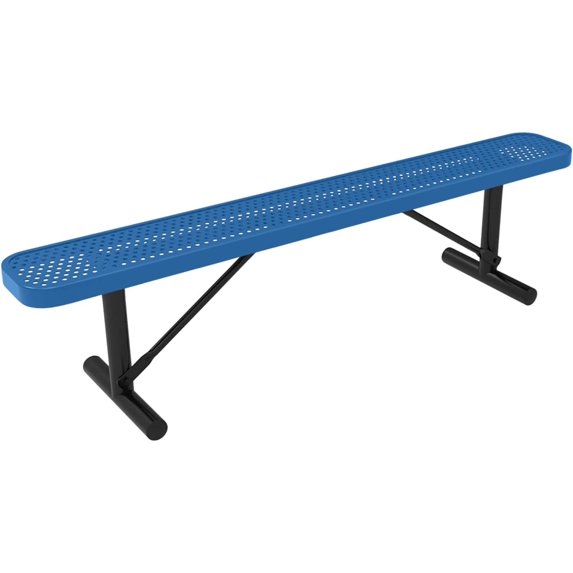 Coated Outdoor Furniture Heavy-Duty Portable Outdoor Bench Thermoplastic Coated, Punched Steel, Commercial-Grade Seating, Made in America (Portable Without Back, 6 Ft, Textured Light Blue)
