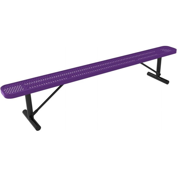 Coated Outdoor Furniture Heavy-Duty Portable Outdoor Bench Thermoplastic Coated, Punched Steel, Commercial-Grade Seating, Made in America (Portable Without Back, 8 Ft, Purple)