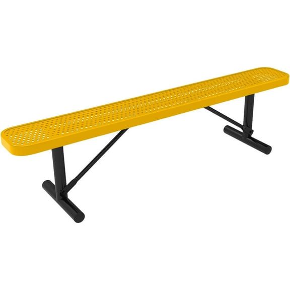 Coated Outdoor Furniture Heavy-Duty Portable Outdoor Bench Thermoplastic Coated, Punched Steel, Commercial-Grade Seating, Made in America (Portable Without Back, 6 Ft, Yellow)