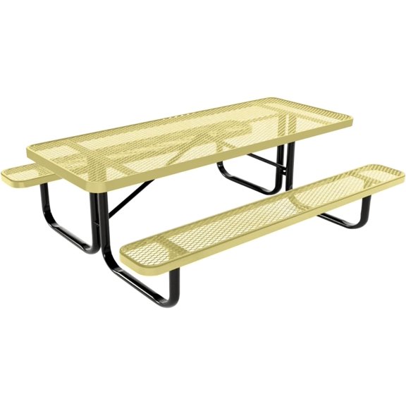 Coated Outdoor Furniture Heavy-Duty Portable Outdoor Kids Table, Expanded Metal Kids Picnic Table, Commercial-Grade Picnic Table, Made in America (6ft Rectangular, Childrens, Textured Sand)