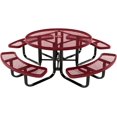 thumbnail image 1 of Coated Outdoor Furniture Heavy-Duty Portable Outdoor Kids Table with Umbrella Hole, Expanded Metal Kids Picnic Table, Commercial-Grade, Made in America (46 In, Round, Childrens, Burgundy), 1 of 9