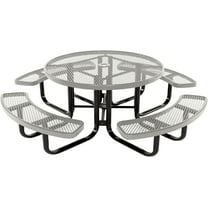 Coated Outdoor Furniture Heavy-Duty Portable Outdoor Kids Table with Umbrella Hole, Expanded Metal Kids Picnic Table, Commercial-Grade, Made in America (46 In, Round, Childrens, Gray)