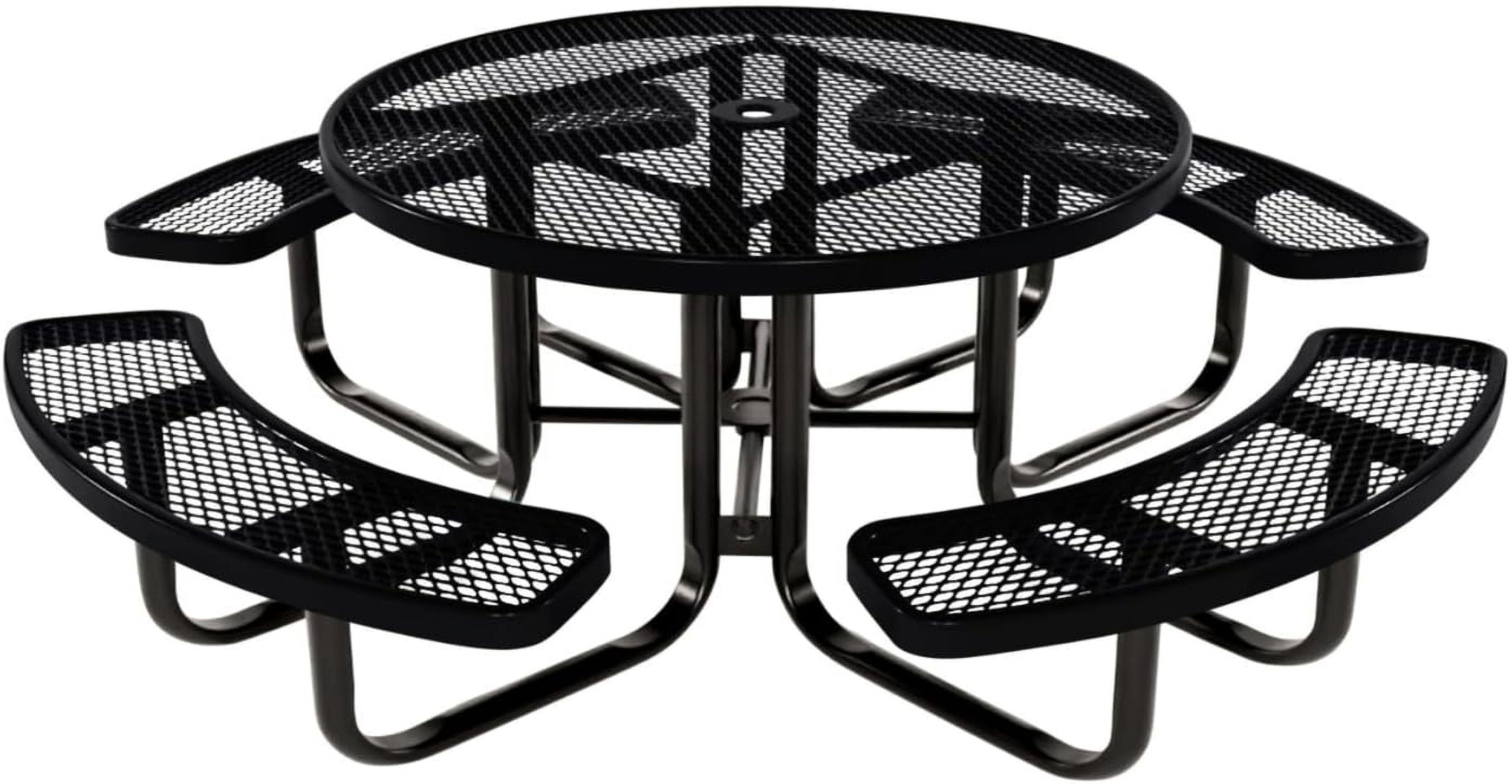 Coated Outdoor Furniture Heavy-Duty Portable Outdoor Kids Table with Umbrella Hole, Punched Steel Kids Picnic Table, Commercial-Grade, Made in America (46 In, Square, Childrens, Textured Dark Green)