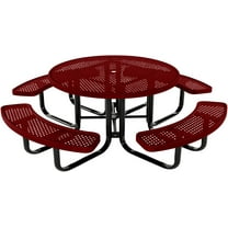 Coated Outdoor Furniture Heavy-Duty Portable Outdoor Kids Table with Umbrella Hole, Punched Steel Kids Picnic Table, Commercial-Grade, Made in America (46 In, Round, Childrens, Textured Burgundy)