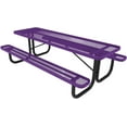 thumbnail image 1 of Coated Outdoor Furniture Heavy-Duty Portable Outdoor Picnic Table, Thermoplastic Coated Expanded Metal Commercial-Grade Patio Dining Furniture Made in America (8ft Rectangular, Purple), 1 of 9