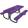 thumbnail image 1 of Coated Outdoor Furniture Heavy-Duty Portable Outdoor Picnic Table, Thermoplastic Coated Punched Steel Commercial-Grade Patio Dining Furniture Made in America (6ft Rectangular, Purple), 1 of 9