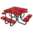 thumbnail image 1 of Coated Outdoor Furniture Red Portable Picnic Table, Punched Steel, Made in USA (46" Square Top), 1 of 9