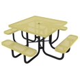 thumbnail image 1 of Coated Outdoor Furniture Sand Portable Picnic Table, Punched Steel, Made in USA (46" Square Top), 1 of 9