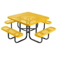 thumbnail image 1 of Coated Outdoor Furniture Yellow Portable Picnic Table, Expanded Metal, Made in USA (46" Square Top), 1 of 9