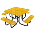 thumbnail image 1 of Coated Outdoor Furniture Yellow Portable Picnic Table, Punched Steel, Made in USA (46" Square Top), 1 of 9