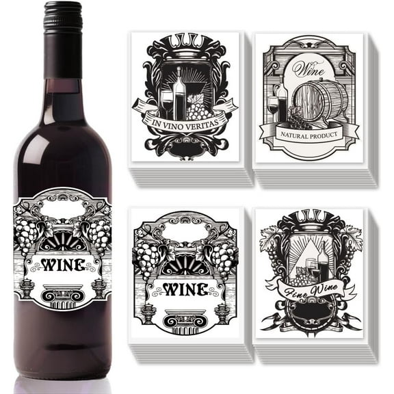 Coated Paper Adhesive Sticker Wine Bottle Adhesive Label Rectangle Red Wine 85x102mm 40pcs/set diy
