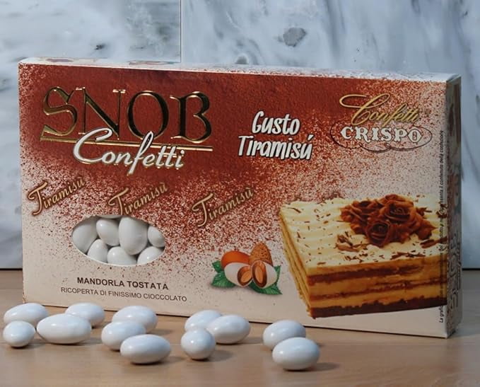 Coated White Espresso and Cookie Flavored Almond - Coffee Vanilla Sugar Almonds, Italian Candy for Weddings and Celebrations