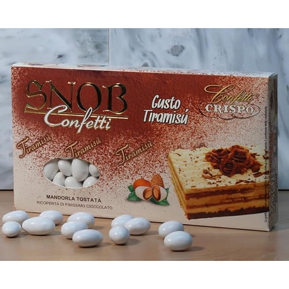 Coated White Espresso and Cookie Flavored Almond - Coffee Vanilla Sugar Almonds, Italian Candy for Weddings and Celebrations