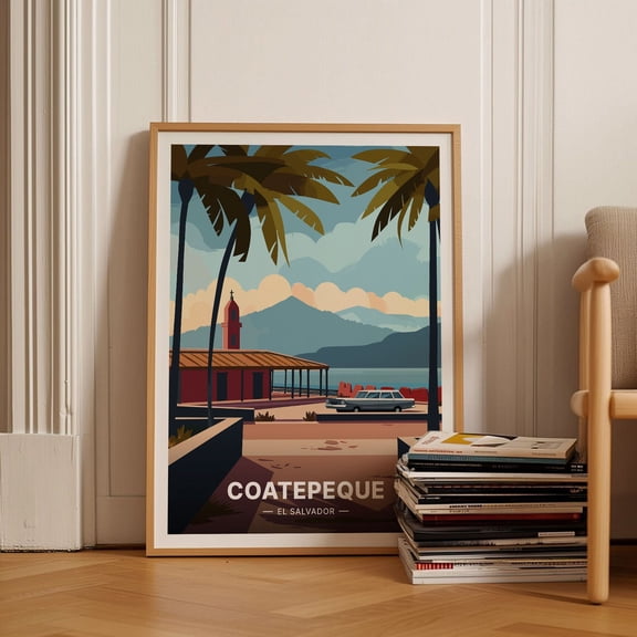 Coatepeque Lake, El Salvador Travel Poster, Home Decor Art, Vintage-Inspired Wall Art For Travel Enthusiasts Wall Art, Modern Wall Decor, 8x12 UNFRAMED