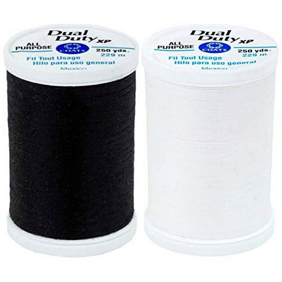 Coats Black & White Bundle - Dual Duty XP General Purpose Thread 250 yards each