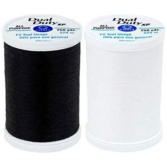 Coats Black & White Bundle - Dual Duty XP General Purpose Thread 250 yards each