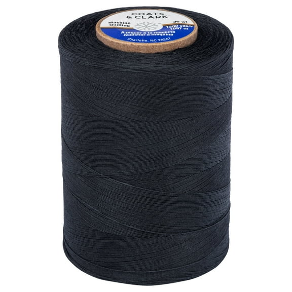 Coats & Clark 100% Cotton Sewing Thread, 1200 yd Size 50, Black
