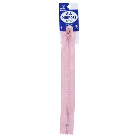 Coats & Clark 7" Pink Polyester All Purpose Sewing Zipper, 1 Each