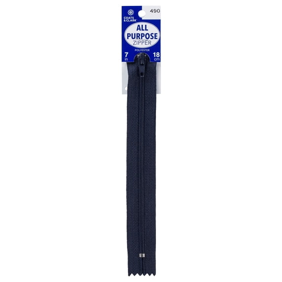 Coats & Clark 7" Polyester All Purpose Navy Zipper, 1 Each