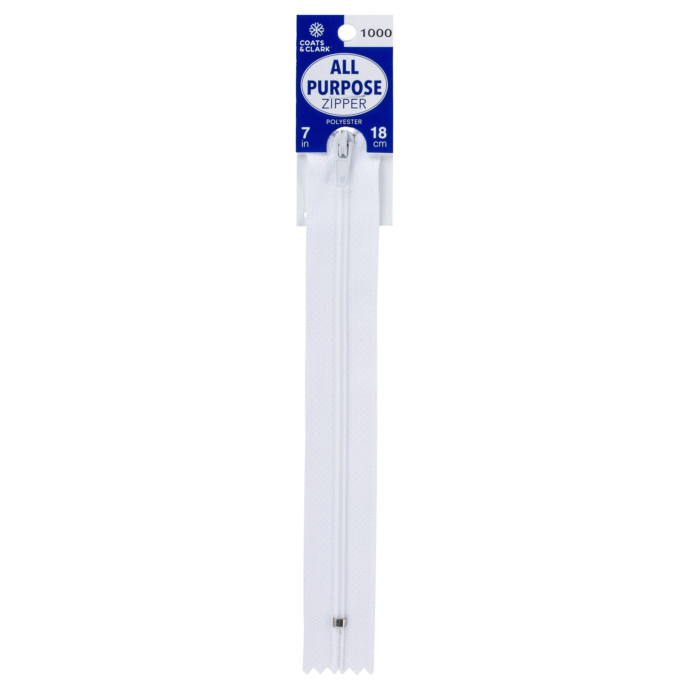 Coats & Clark 7" Polyester All Purpose White Sewing Zipper, 1 Each